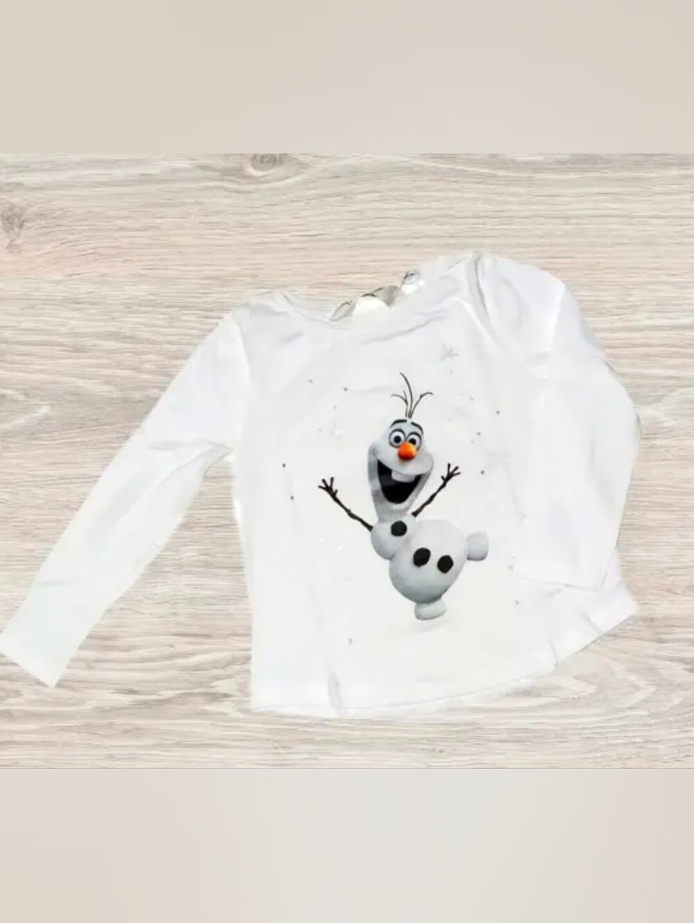 🌞4/20$ H&M White Long-Sleeve Olaf Graphic Tee